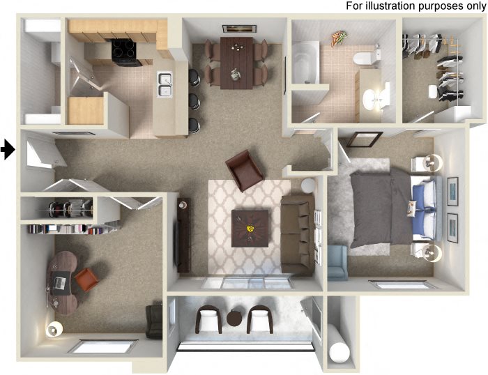 A5 1 Bed 1 Bath Floorplan A5 1 Bed 1 Bath Floorplan at Waterstone Apartment Homes, Tracy, CA